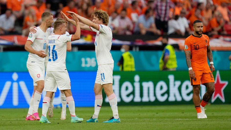 Czech Republic celebrate knocking out the Netherlands
