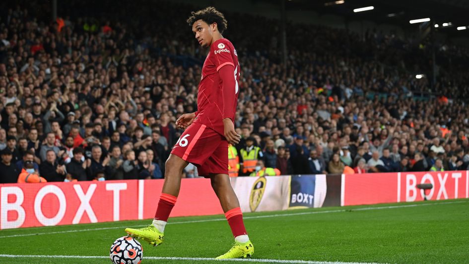 Liverpool's Trent Alexander-Arnold preparing to take a corner