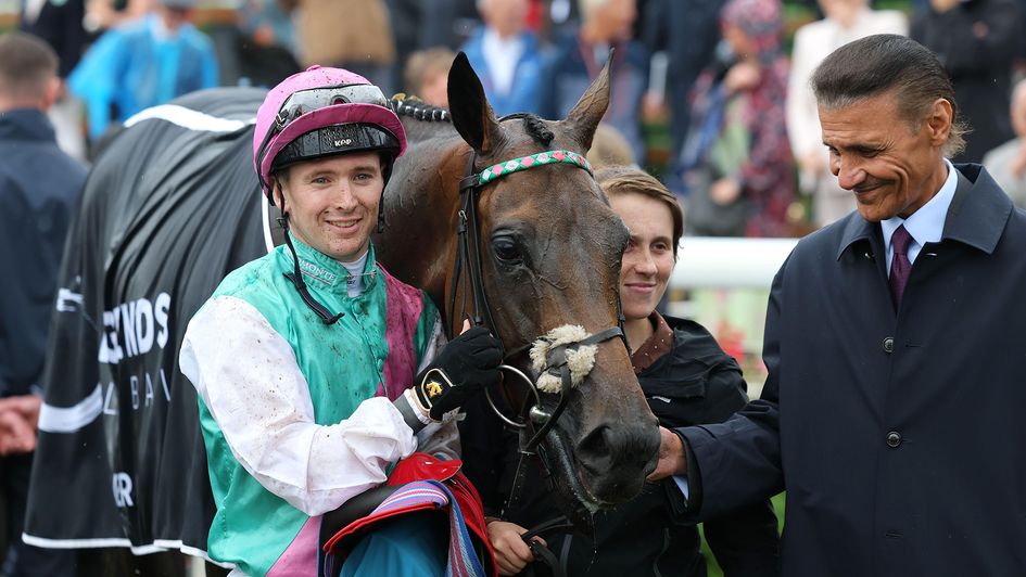 Colin Keane (left) all smiles alongside Kalpana at York