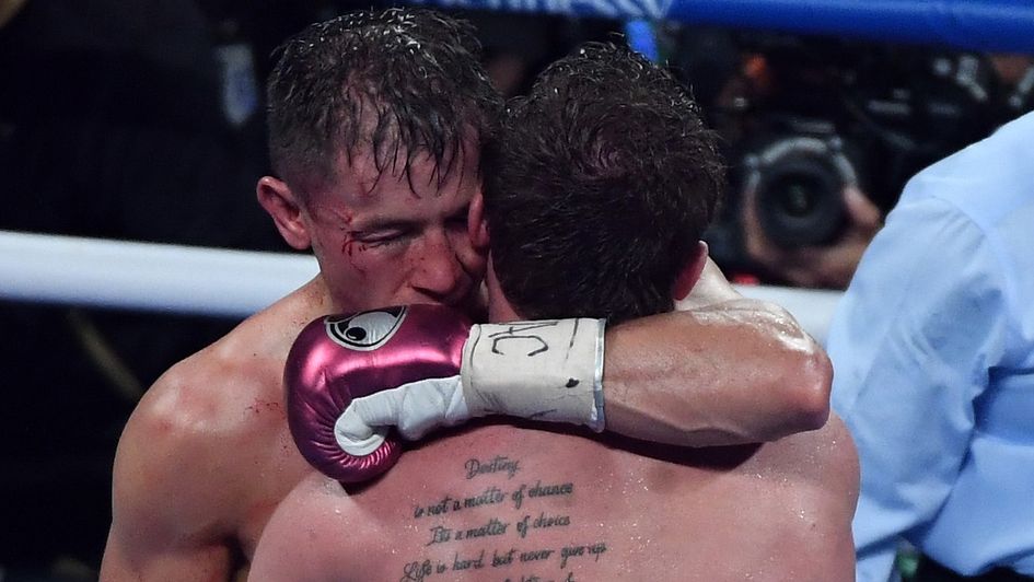 Golovkin and Alvarez embrace after an epic duel