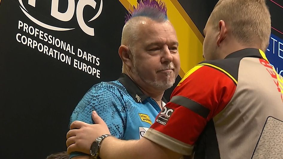 Peter Wright with Dimitri Van den Bergh