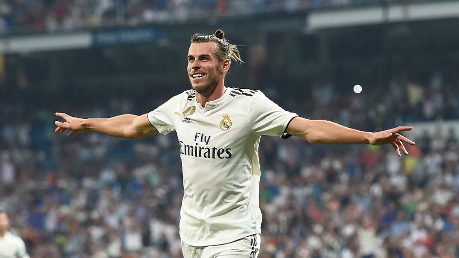 Gareth Bale celebrates scoring a goal for Real Madrid