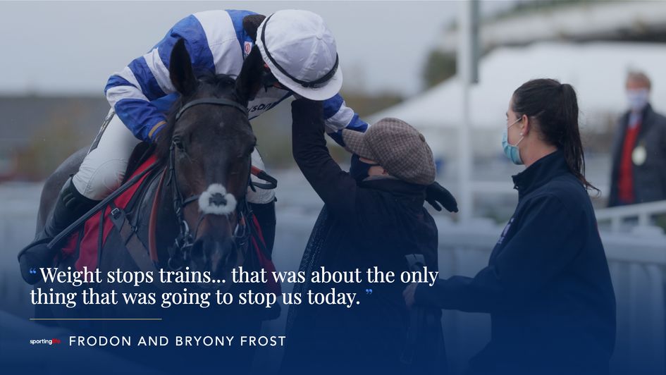 Bryony Frost after winning again aboard Frodon