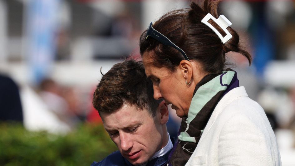 Anna Lisa Balding talking to Oisin Murphy at Doncaster