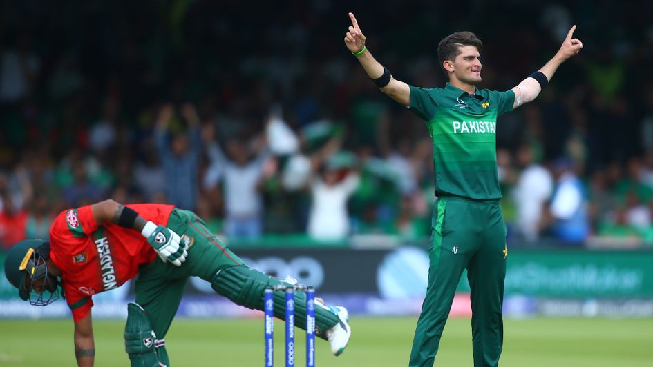 Shaheen Afridi celebrates one of his six wickets