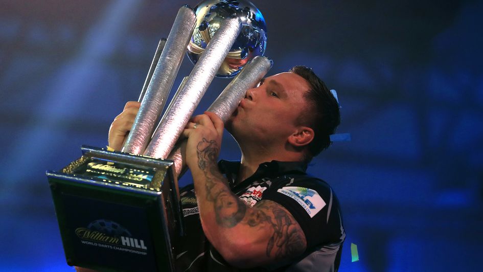 Gerwyn Price lifts the Sid Waddell Trophy after becoming PDC World Darts Champion