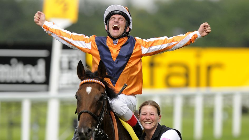 Andrasch Starke celebrates his King George win on Danedream