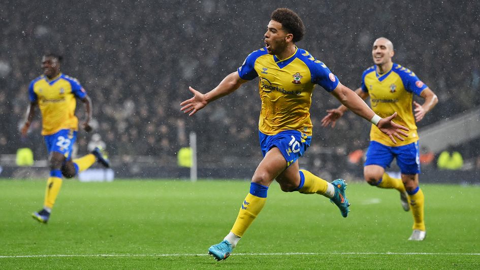 Che Adams celebrates his goal against Tottenham