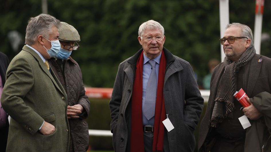 Paul Nicholls and Sir Alex Ferguson at Kempton