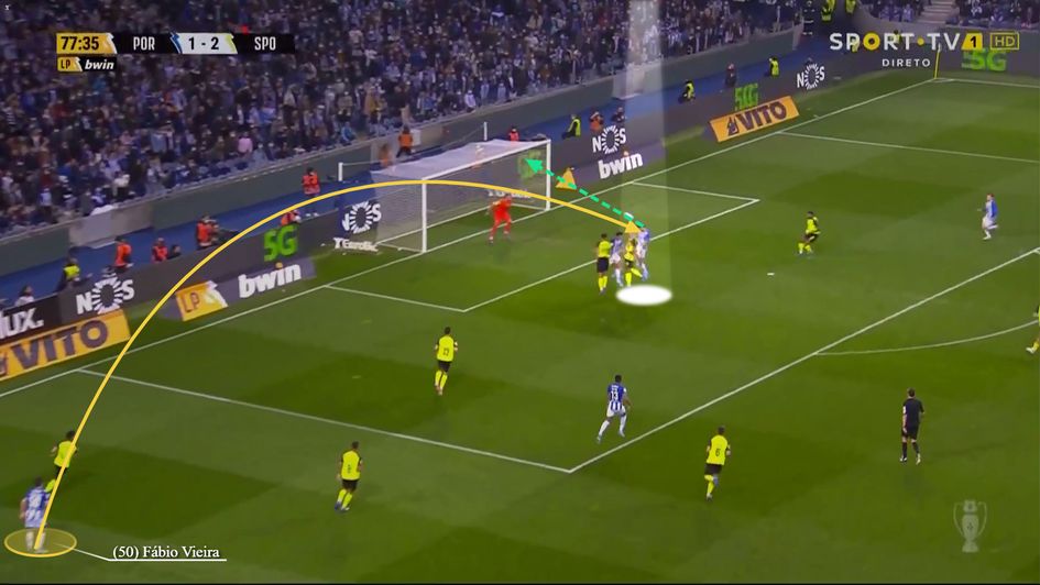 Vieira - Outstanding crossed assist from a superb delivery