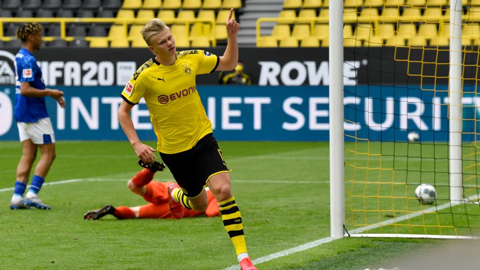 Erling Haaland: Striker opens the scoring for Borussia Dortmund against Schalke