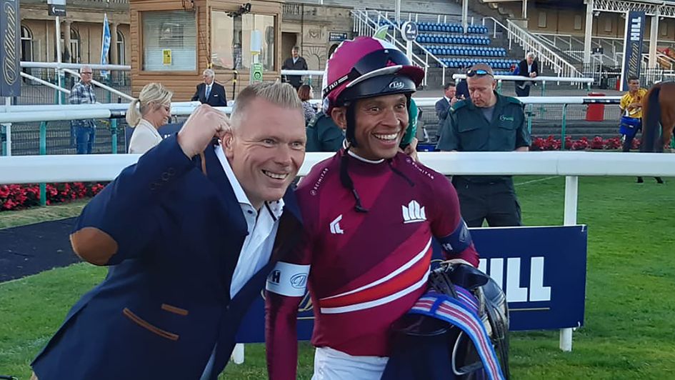 Sean Levey (right) is congratulated by Matt Chapman