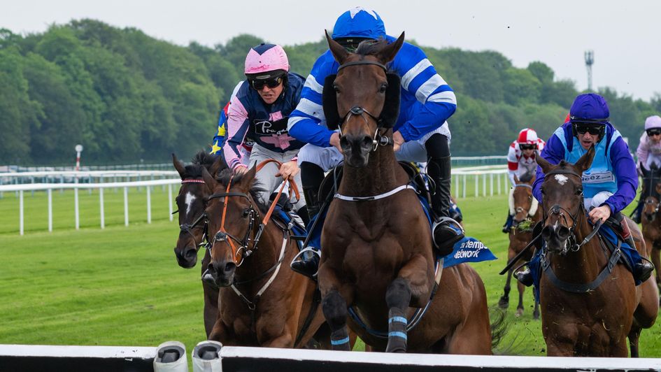 Moon Chime (left) is about to run down Laafi