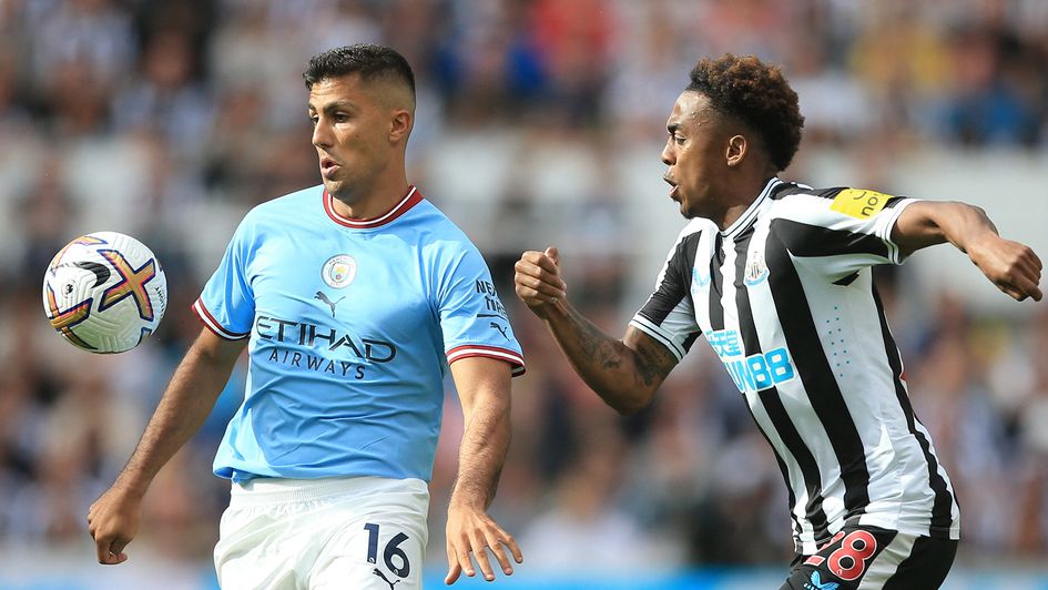 Rodri in action against Newcastle