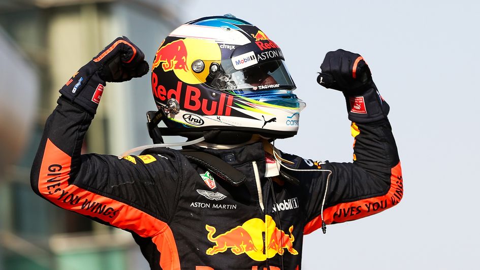 Daniel Ricciardo celebrates his win