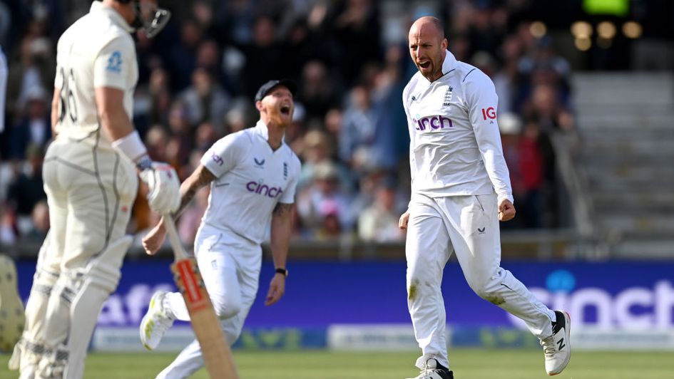 Celebrations for Jack Leach and England