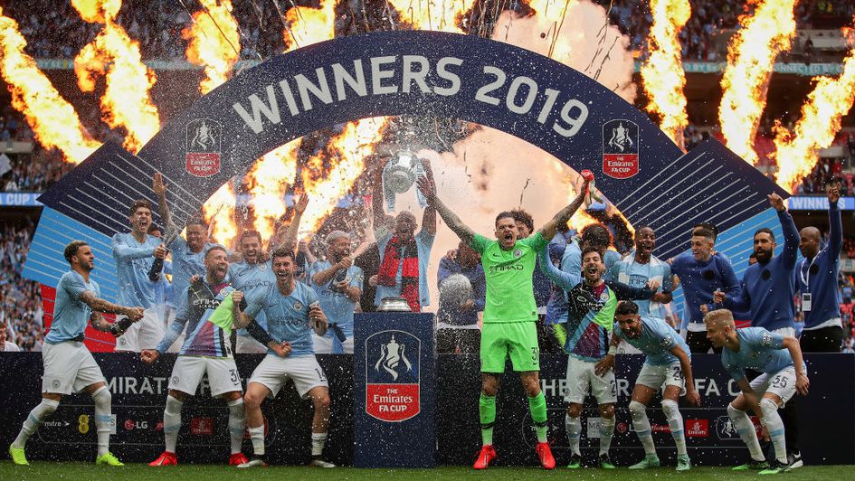 Vincent Kompany leads Man City's 2018/19 FA Cup celebrations