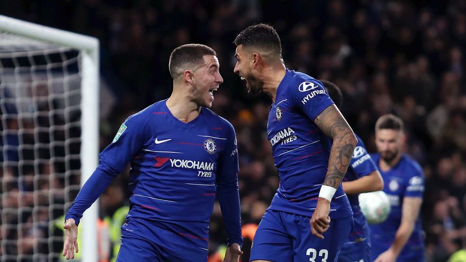 Eden Hazard celebrates scoring another goal for Chelsea