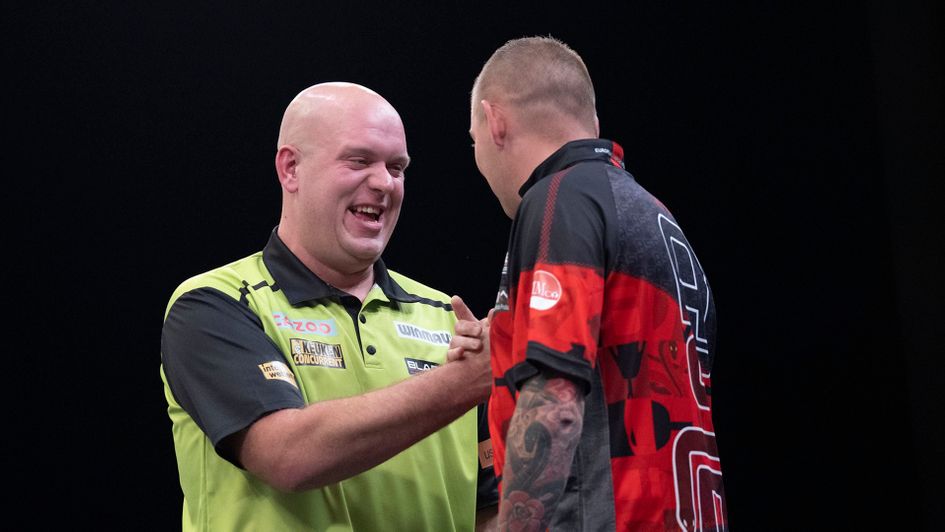 Michael van Gerwen and Nathan Aspinall (Picture: Kais Bodensieck/PDC Europe)