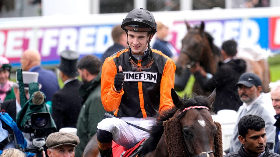Harry Davies celebrates Dash success on Arklow Lad