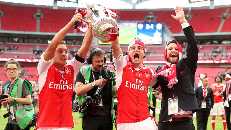 Mesut Ozil with the FA Cup