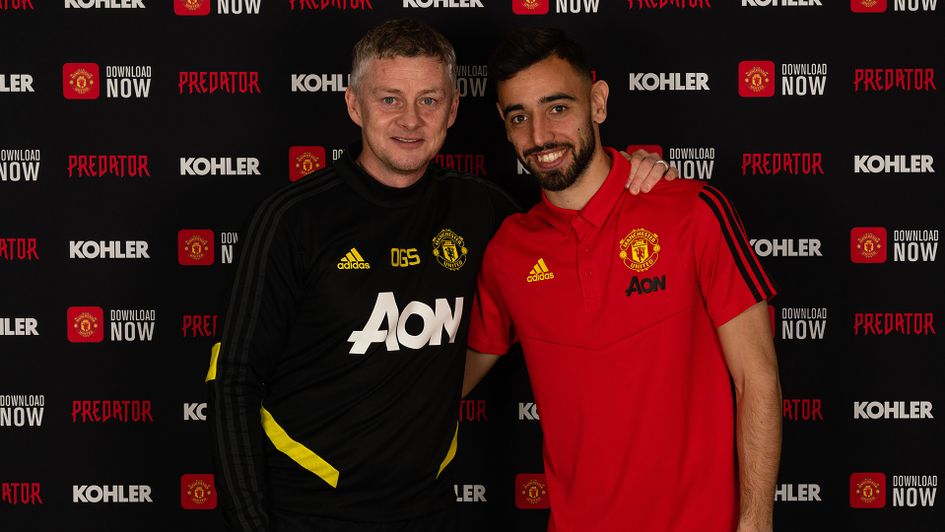 Bruno Fernandes with Ole Gunnar Solskjaer