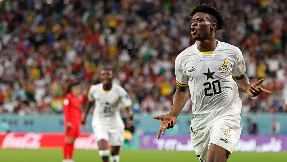 Mohammed Kudus celebrates a goal against South Korea