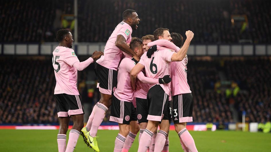 Leicester celebrate beating Everton in the Carabao Cup