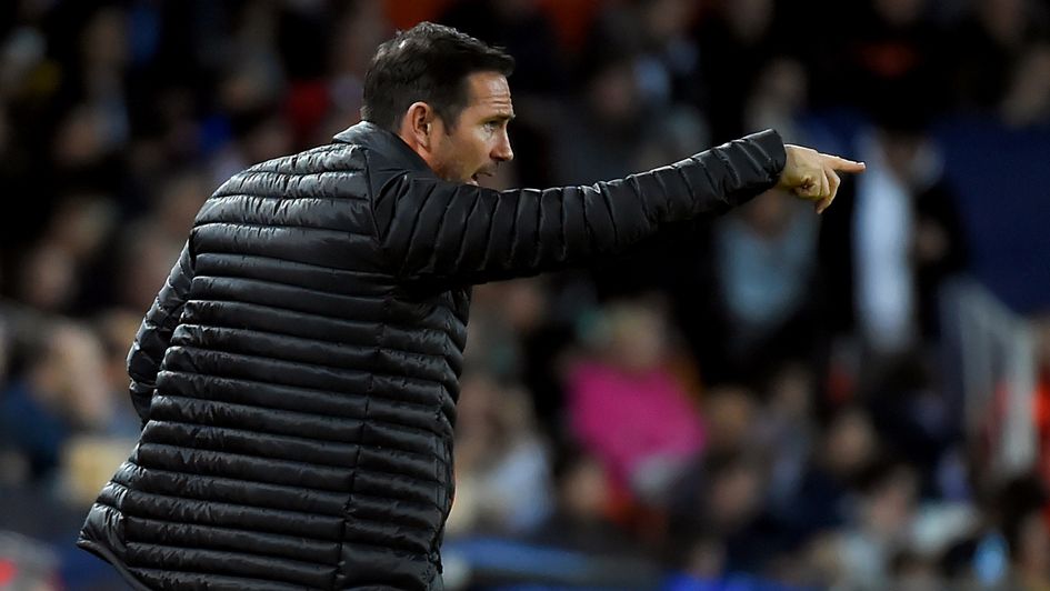 Frank Lampard: Chelsea boss instructs his players in the Champions League clash in Valencia