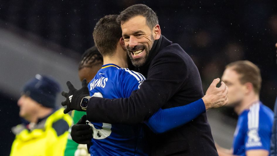 Ruud van Nistelrooy and Harry Winks after beating Tottenham