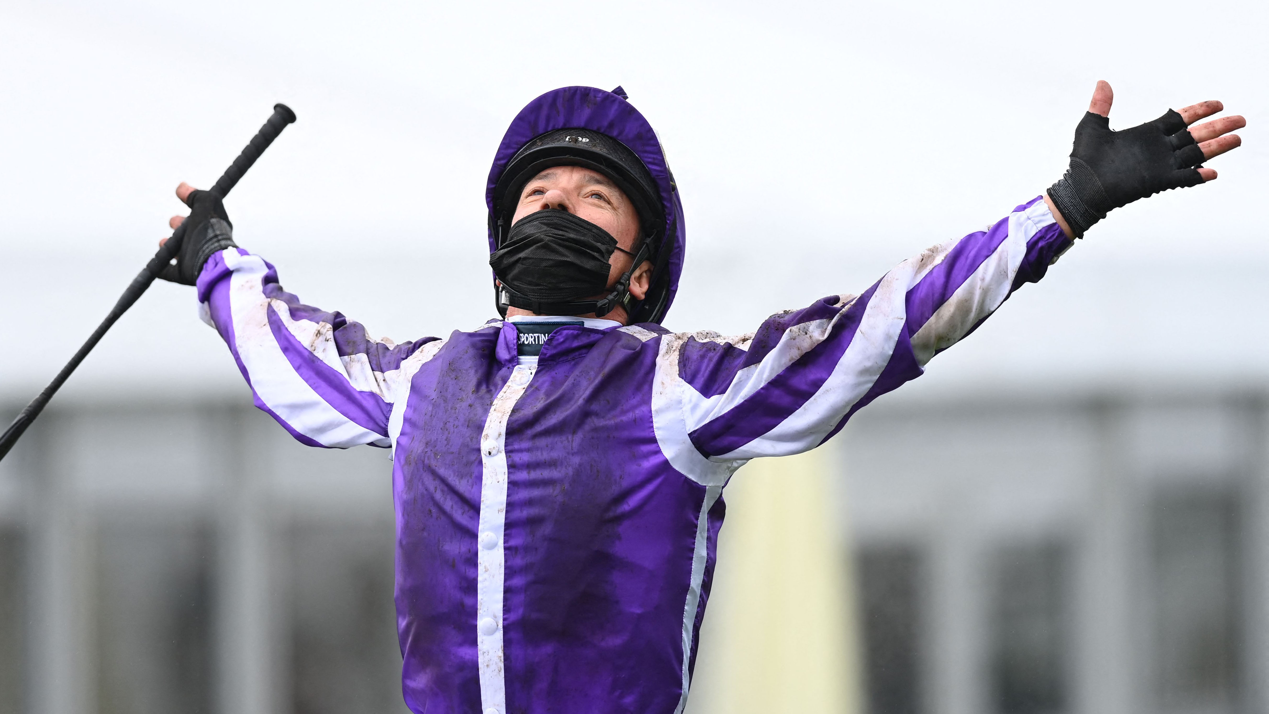Frankie Dettori doing what he does best after winning the Cazoo Oaks