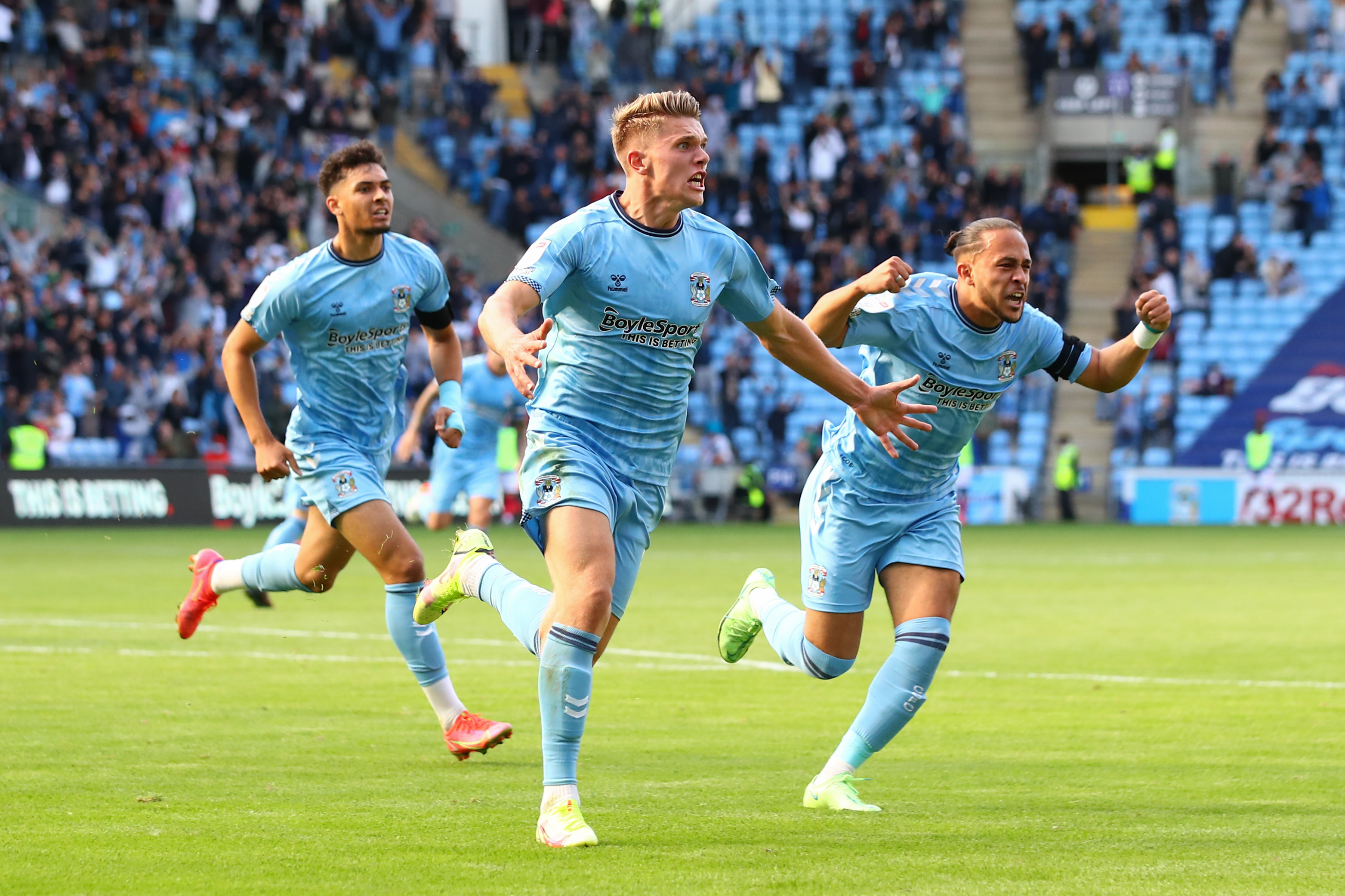 Kyle McFadzean of Coventry City celebrates following the Sky Bet News  Photo - Getty Images