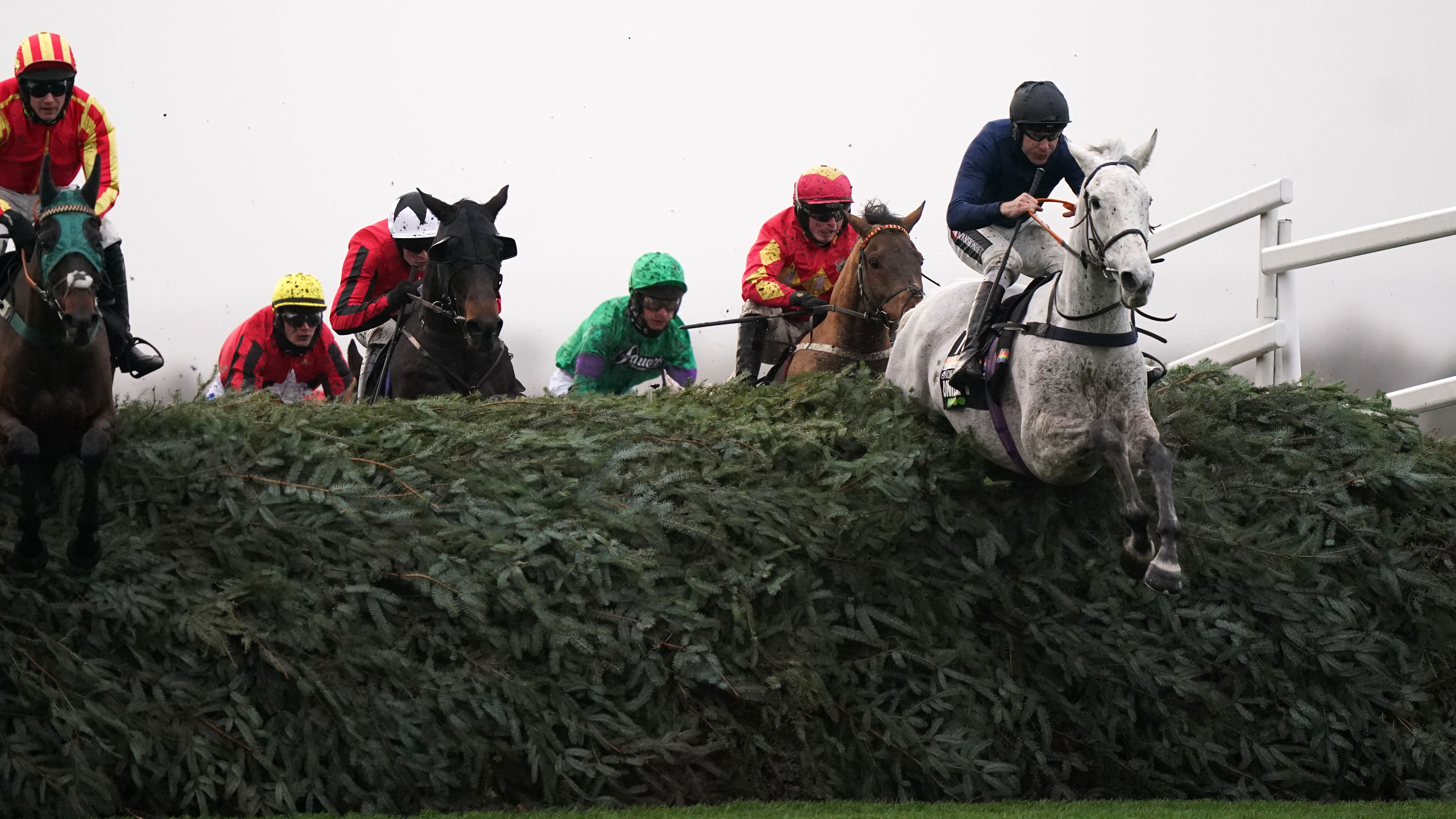 Snow Leopardess (right) on her way to Becher Chase glory
