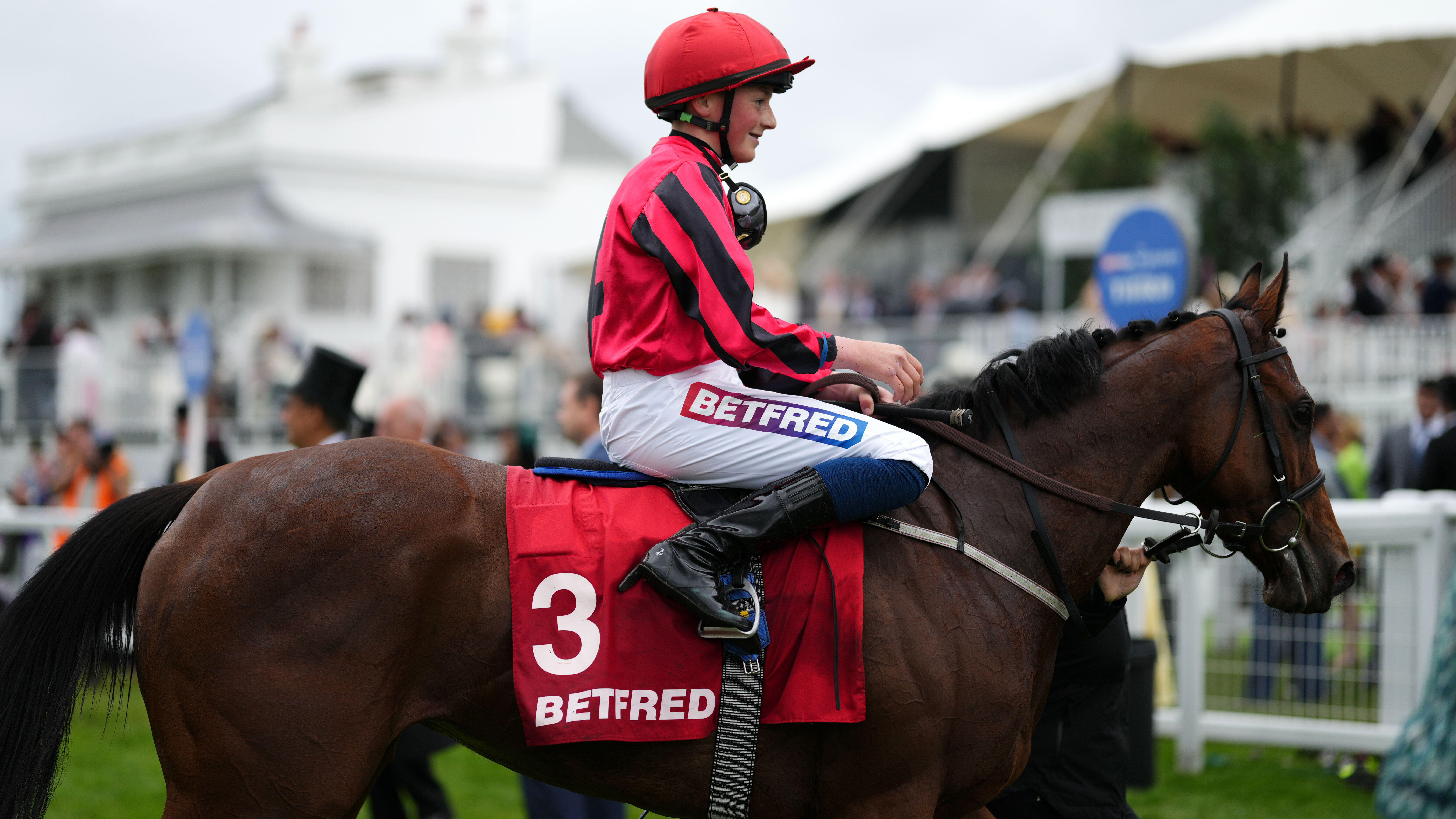 Stormy Impact after winning the 3yo Dash at Epsom