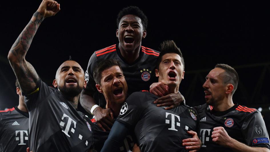 Bayern celebrate against Arsenal