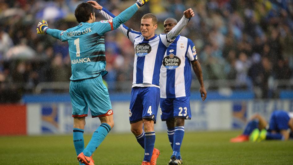 Deportivo celebrate their win