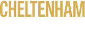 The word Cheltenham in a royal gold colour and the word Festival coloured white with the year 2026 coloured white.