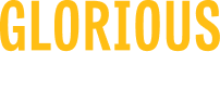 The word Glorious coloured orange and the word Goodwood coloured white