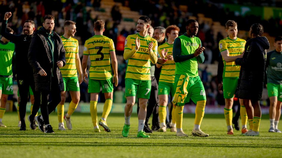 Norwich celebrate victory over Plymouth